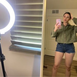 Cropped polyester zip up jacket (SHEIN)